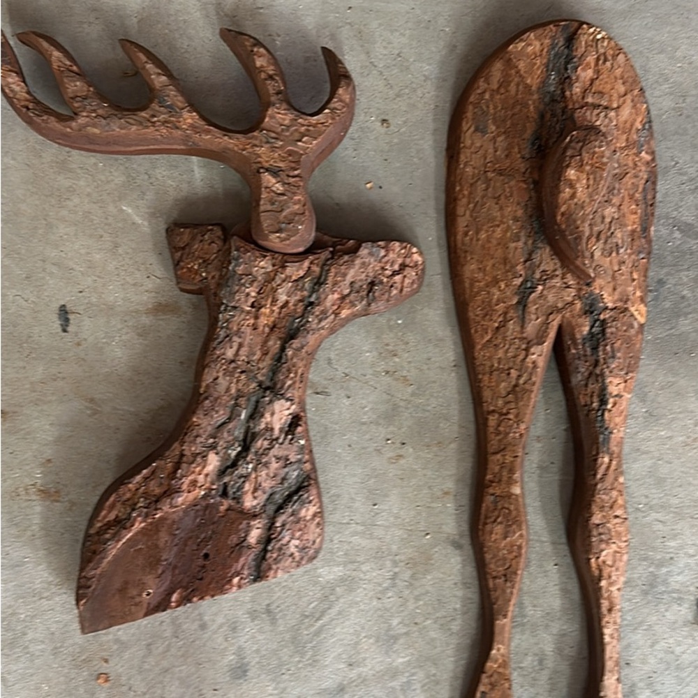 Rustic Brown Wooden Deer / Elk Head Wall Decor